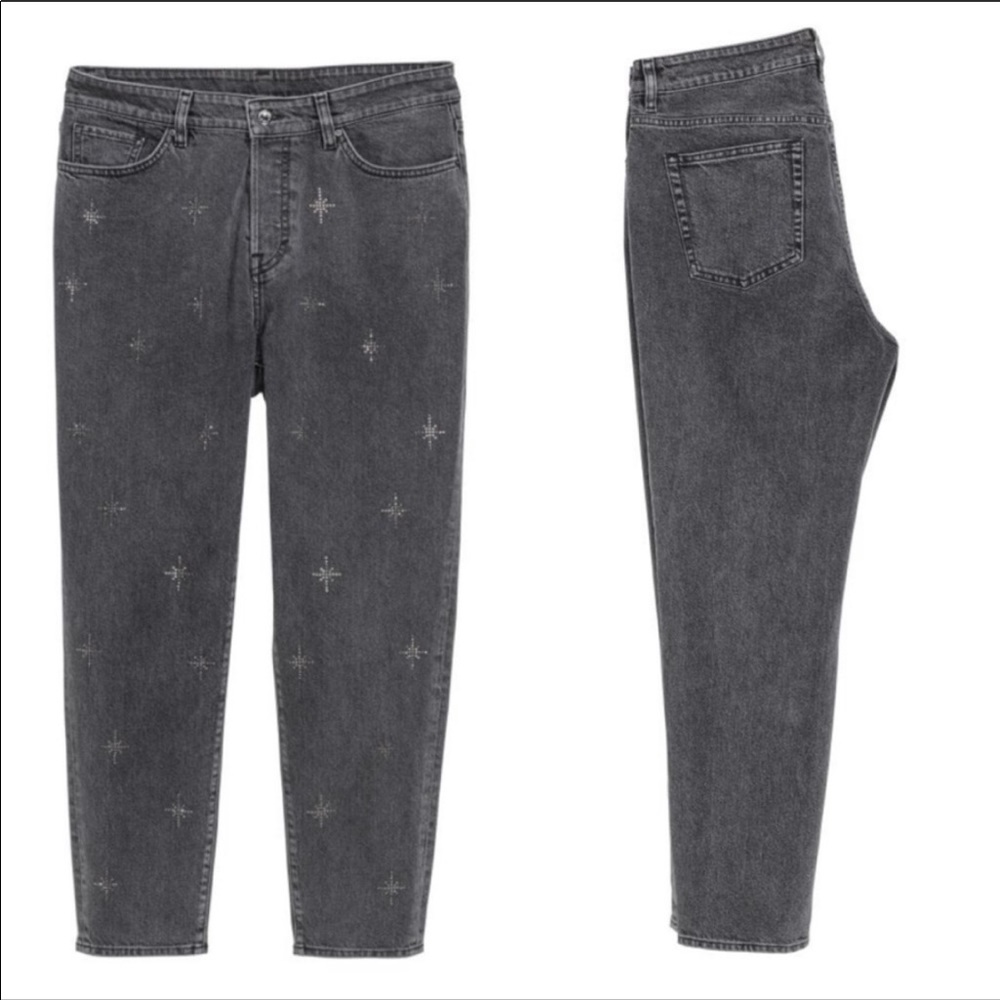 H&M Vintage Fit High Waist Embellished Jeans
